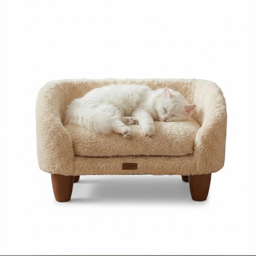 Lepus Peluş Kedi Köpek Koltuğu BEJ