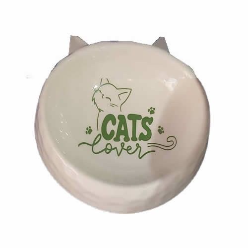 Design Kedi Kulaklı Seramik Mama ve Su Kabı 15 CM
