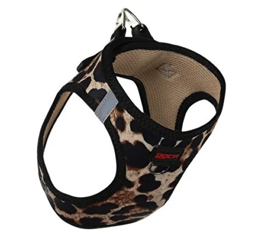 Doca Pet Leopar Desenli Air-Mesh Göğüs Tasması Kedi Köpek Göğüs Tasması XS