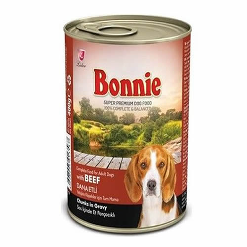 Bonnie Sos İçinde Et Parçacıklı Dana Etli Köpek Konservesi 400 gr