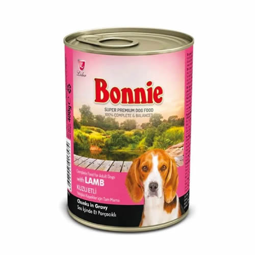 Bonnie Sos İçinde Et Parçacıklı Kuzu Etli Köpek Konservesi 400 gr