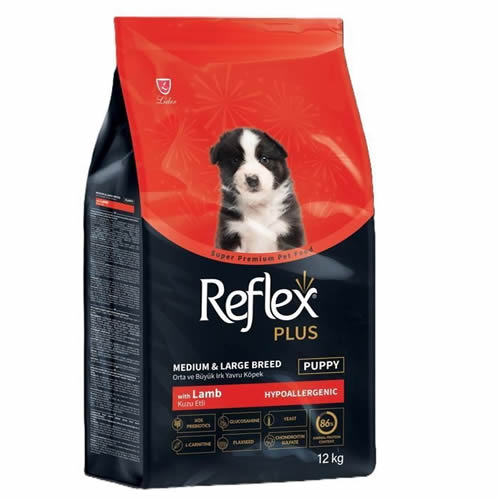 Reflex Plus Orta ve Büyük Irk Kuzu Etli Yavru Köpek Maması 12kg