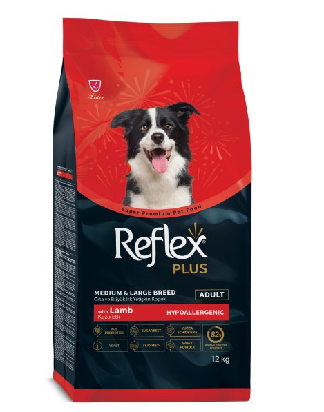 Reflex Plus Orta ve Büyük Irk Kuzu Etli Yetişkin Köpek Maması 12kg