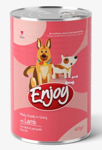 Enjoy Kuzu Etli Sos İçinde Et Parçacıklı Köpek Konservesi  400 Gr