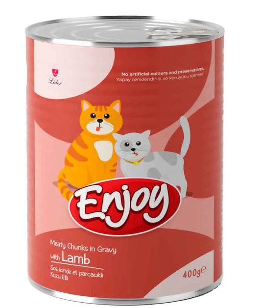 Enjoy Sos İçinde Et Parçacıklı Kuzu Etli  Kedi Konservesi 400 gr