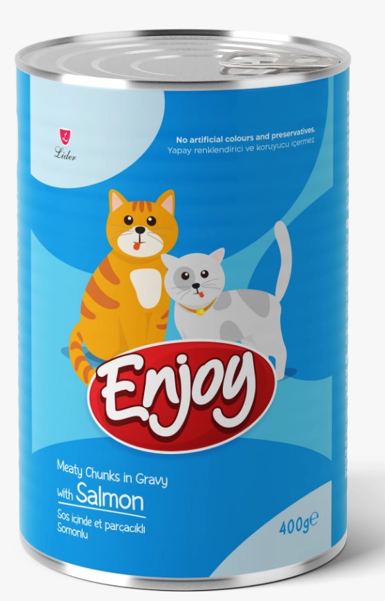 Enjoy Sos İçinde Et Parçacıklı Somonlu Kedi Konservesi 400 gr