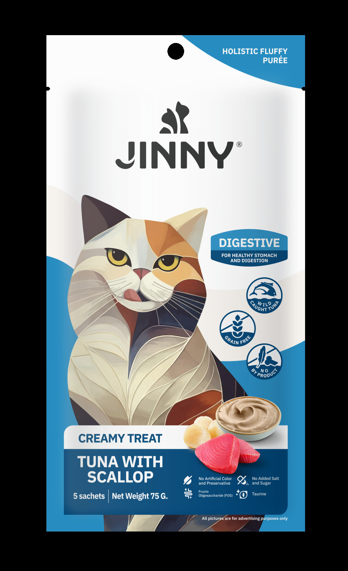 Jinny Creamy Ton Balıklı Deniz Taraklı Kedi Sıvı Ödül Maması 5x15 gr