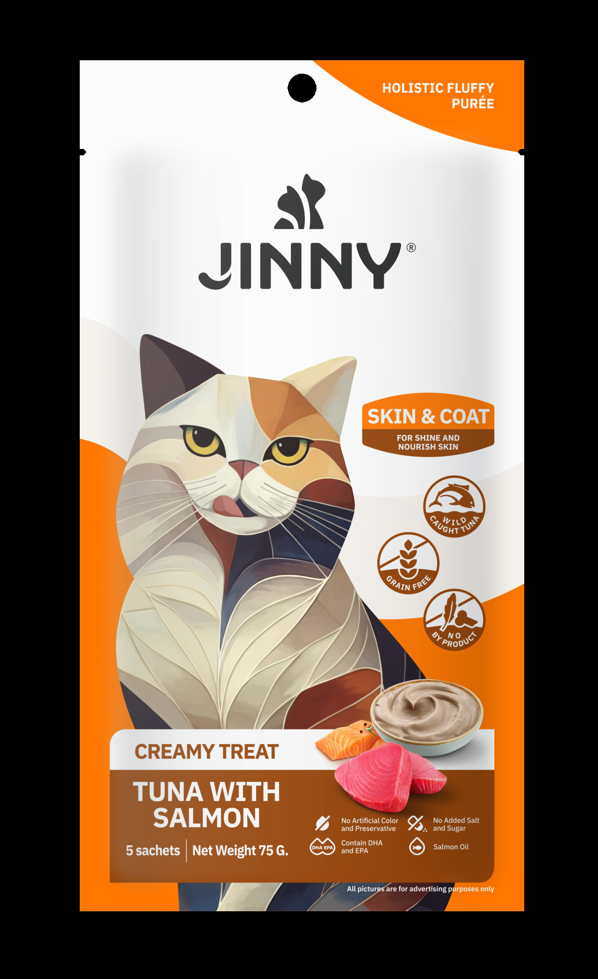 Jinny Creamy Ton Balıklı - Somonlu Kedi Sıvı Ödül Maması 5x15 gr