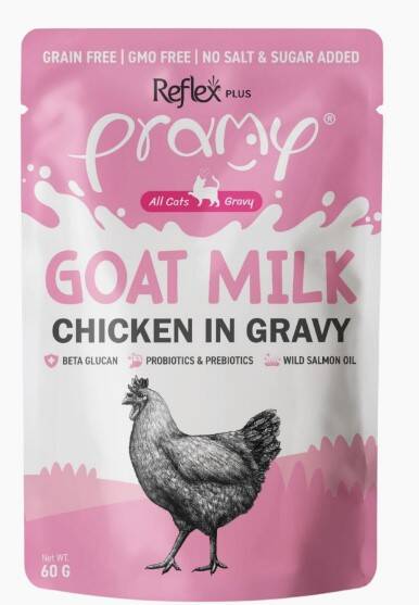 PRAMY SOS İÇİNDE KEÇİ SÜTLÜ TAVUKLU YAŞ MAMA 60 GR