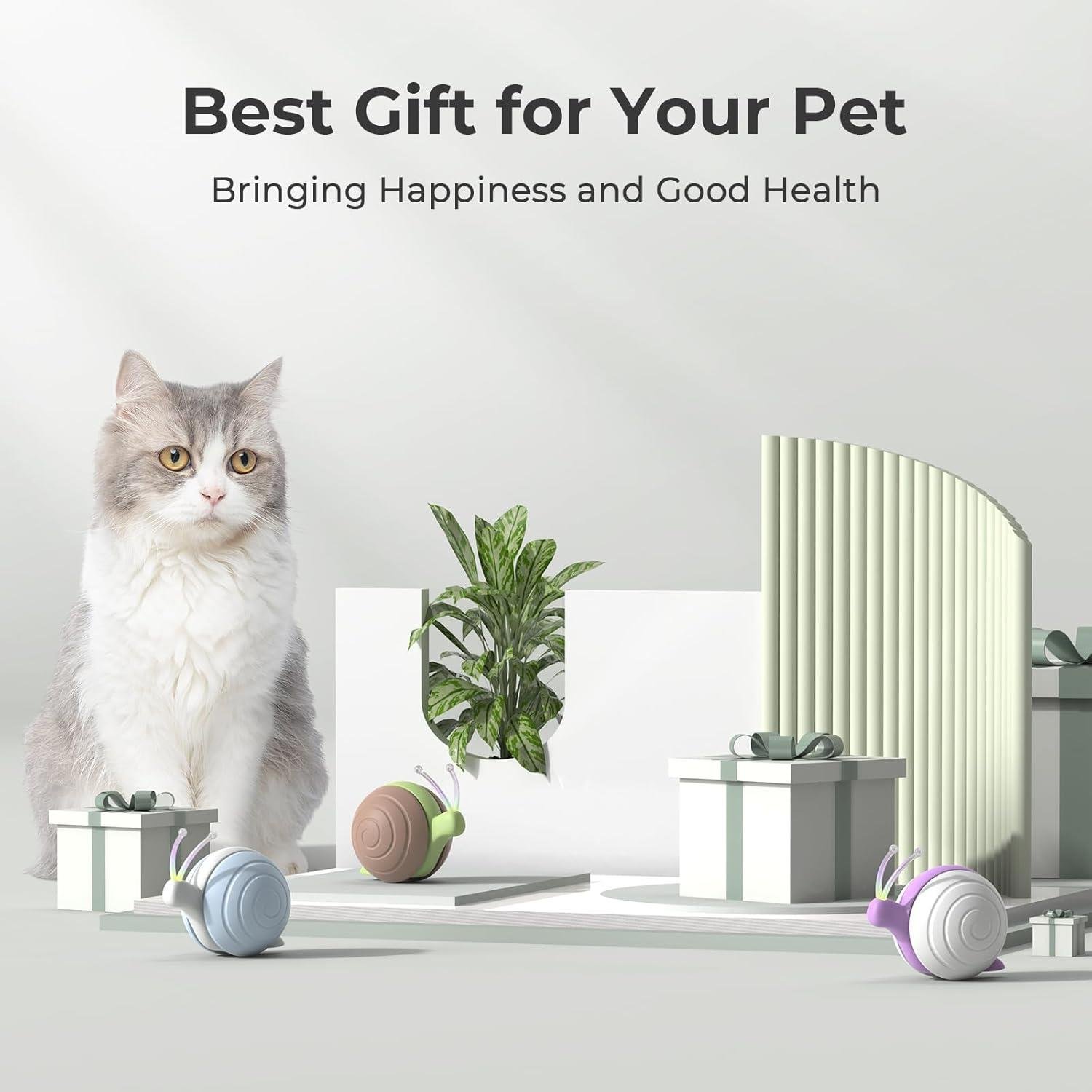 Cheerble Şarjlı Akıllı İneraktif Kedi Salyangoz Oyuncağı, Kahverengi 7x5x5.8 cm