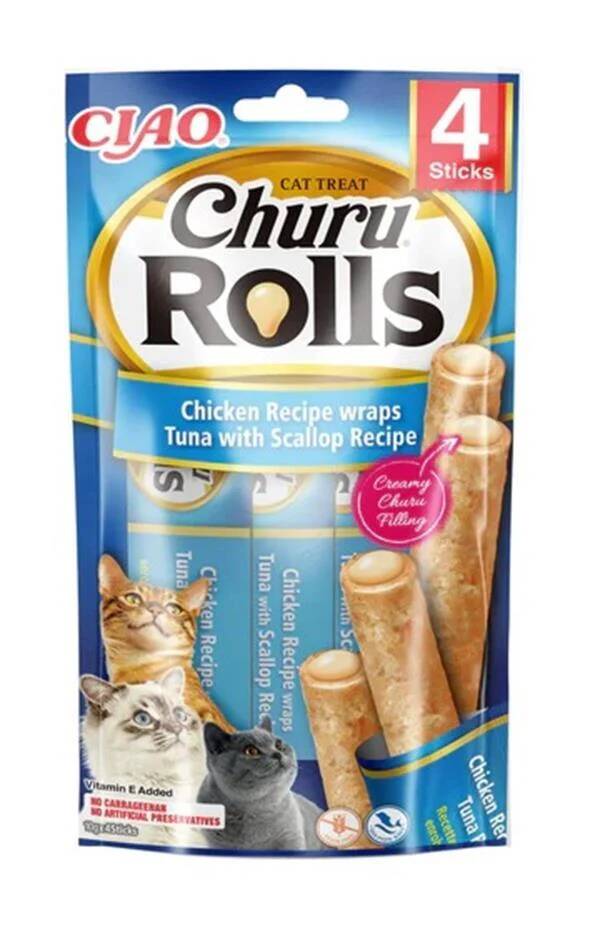 Ciao Sticks Deniz Taraklı, Tavuk Sargılı Kedi Ödülü 4 x 10 Gr