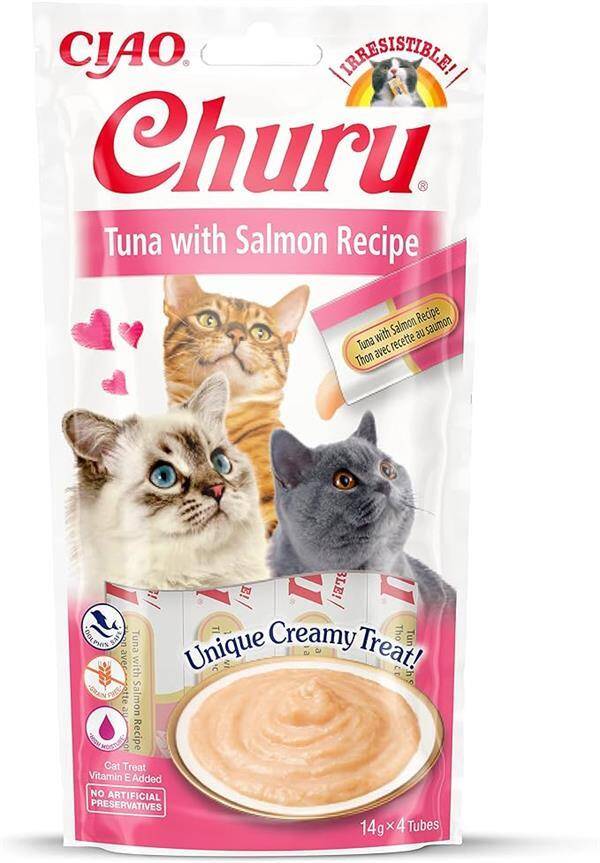 Ciao Churu Cream Ton Balıklı ve Somonlu Kedi Ödülü 4 x 14 Gr