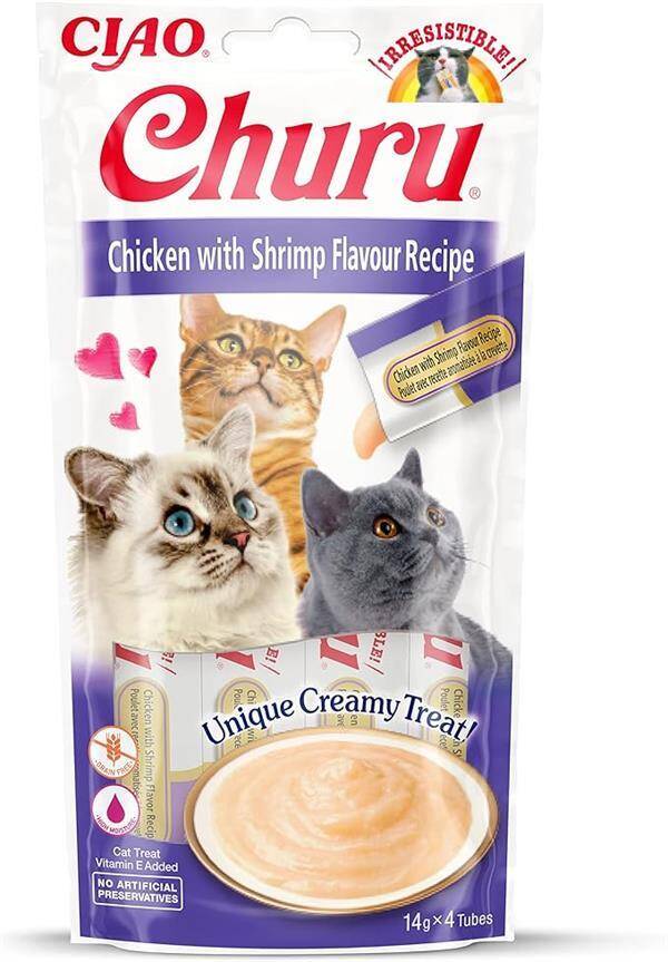 Ciao Churu Cream Tavuklu ve Karidesli Kedi Kreması 4x14 Gr