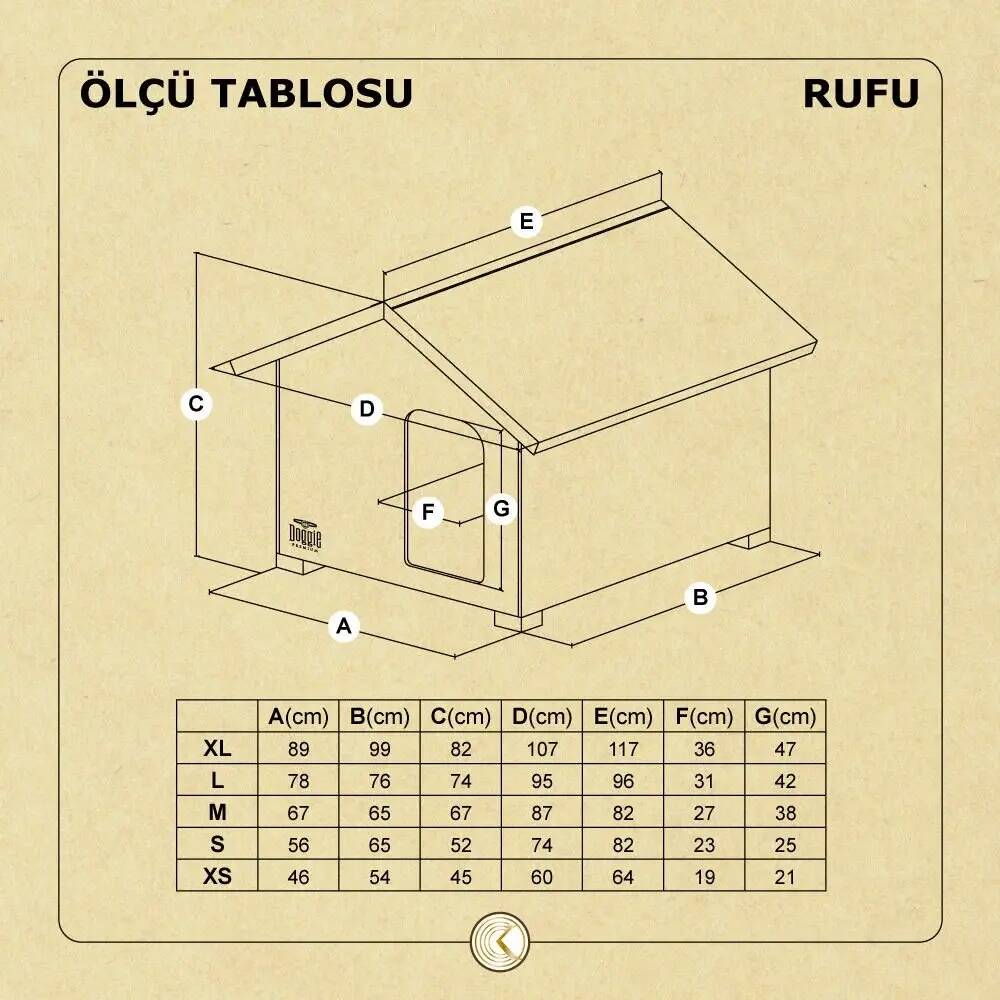 Doggie Rufu Model Ahşap Köpek Kulübesi Medium