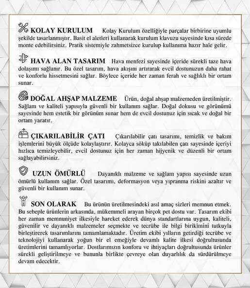 Doggie Barka Model Ahşap Köpek Kulübesi Medium