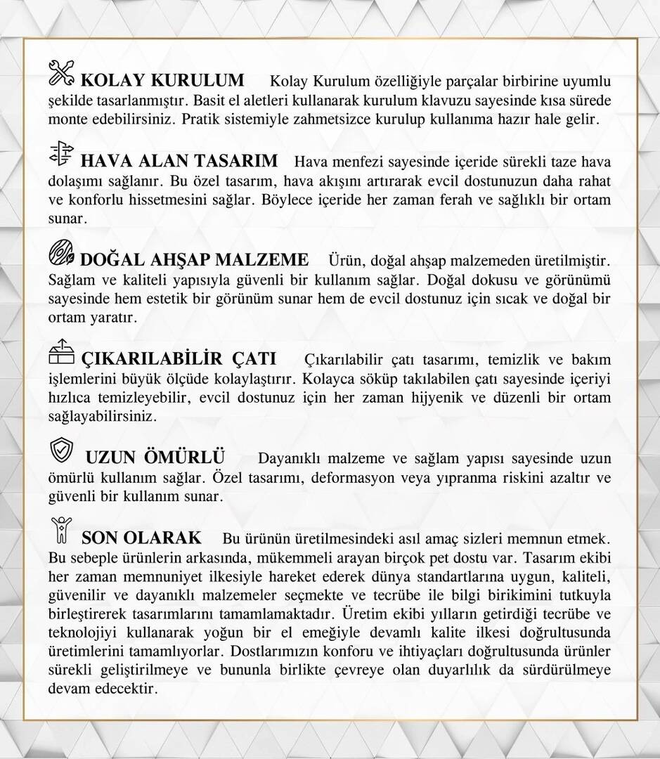 Doggie Barka Model Ahşap Köpek Kulübesi Large