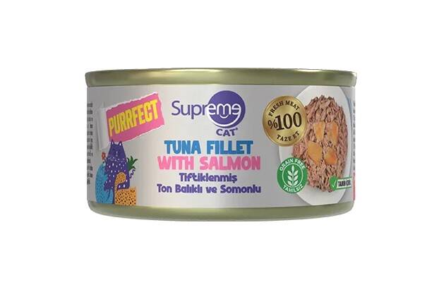 Supreme Cat Tiftiklenmiş Ton Balıklı ve Somonlu Kedi Konservesi 70gr