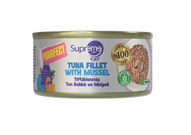 Supreme Cat Tiftiklenmiş Ton Balıklı ve Midyeli Kedi Maması 70gr