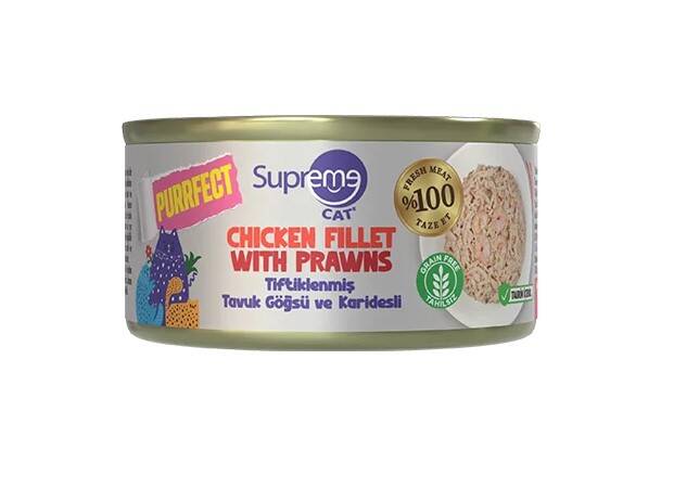 Supreme Cat Tiftiklenmiş Tavuk Göğüsü Ve Karidesli Kedi Konservesi 70gr
