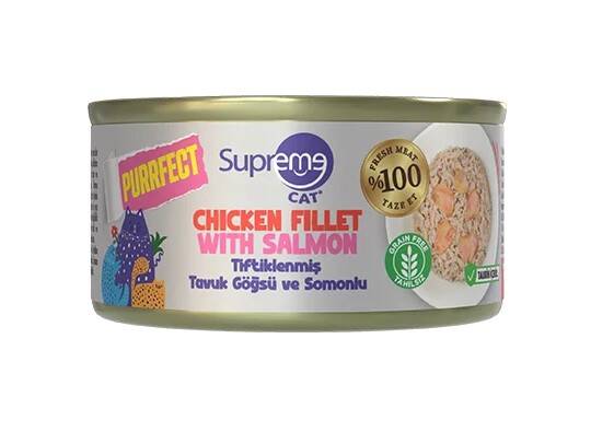 Supreme Cat Tiftiklenmiş Tavuk Göğüsü Ve Somonlu Kedi Konservesi 70gr