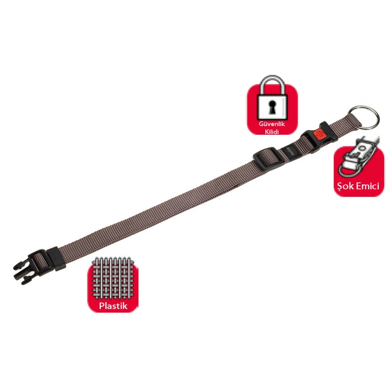 Karlie kilitli boyun tasma L 45/65 CM KOYU GRİ