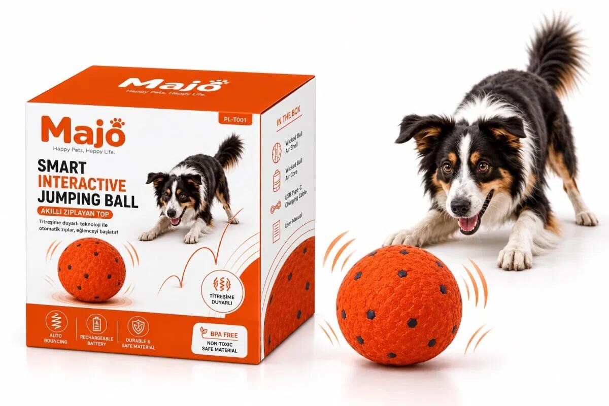 Majo Akıllı Zıplayan Köpek Topu Şarjlı, Otomatik Hareketli ve Etkileşimli Köpek Oyuncağı