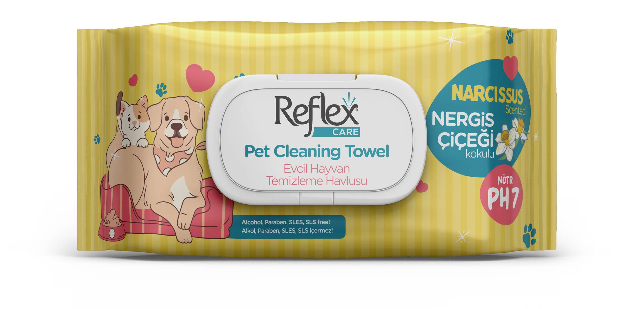 Reflex Care Evcil Hayvanlar İçin Temizlik Havlusu Nergis Çiçeği Kokulu 50 Li,