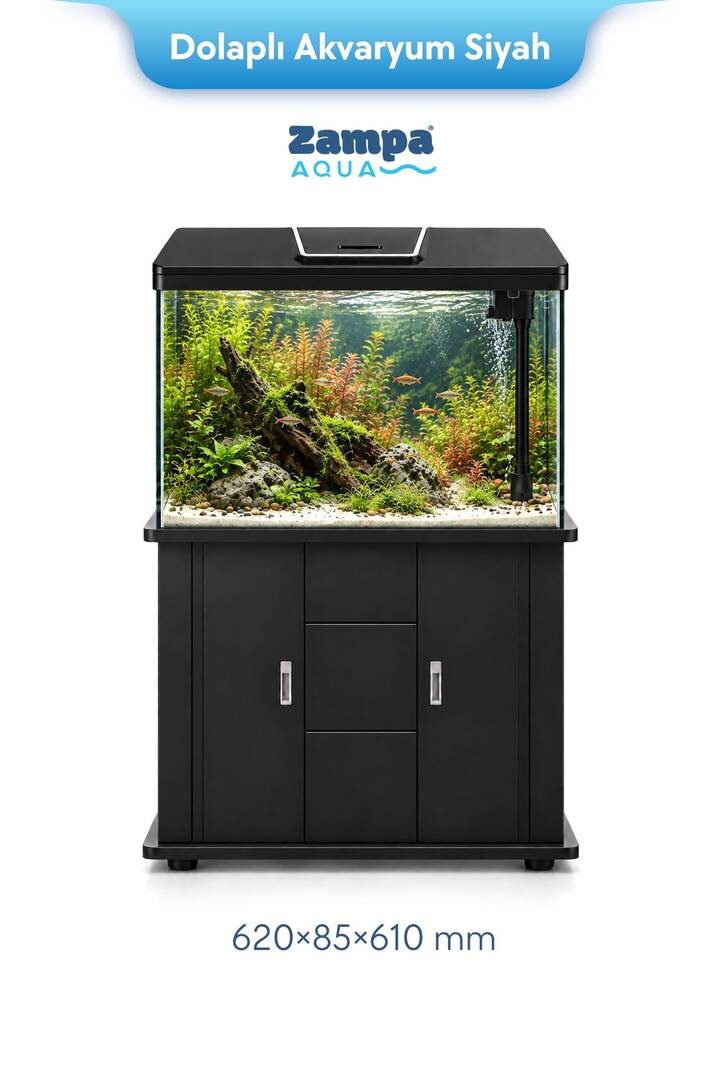 Zampa AQUA Jingming Akvaryum Dolaplı Siyah 620*85*610 mm