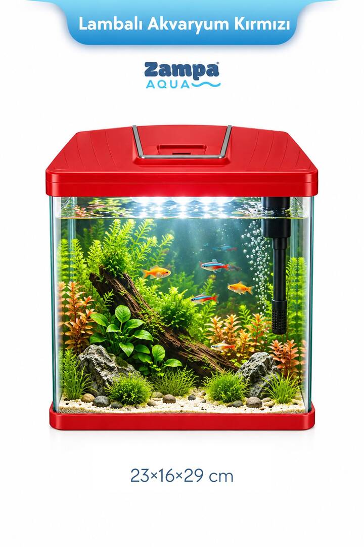 Zampa AQUA Jingming Sistemli Akvaryum Kırmızı   230*160*290 mm