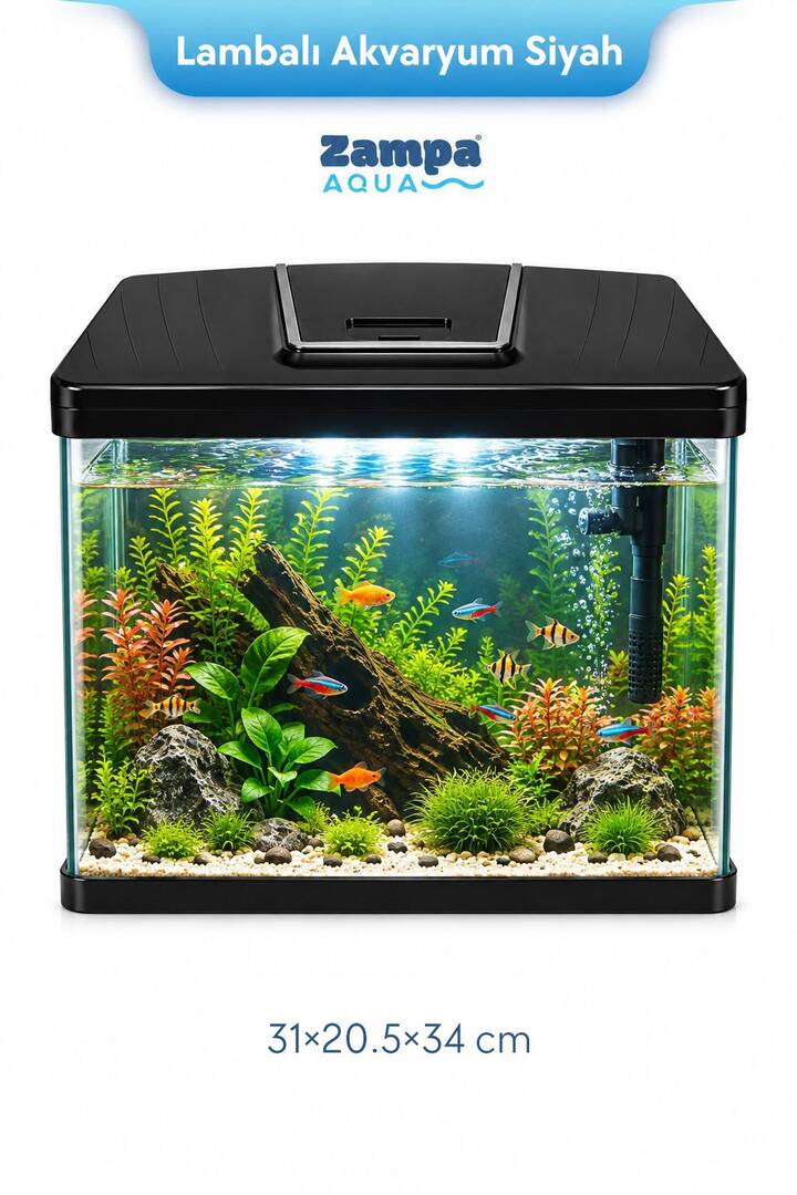 Zampa AQUA Jingming Sistemli Akvaryum Siyah 380*240*410 mm