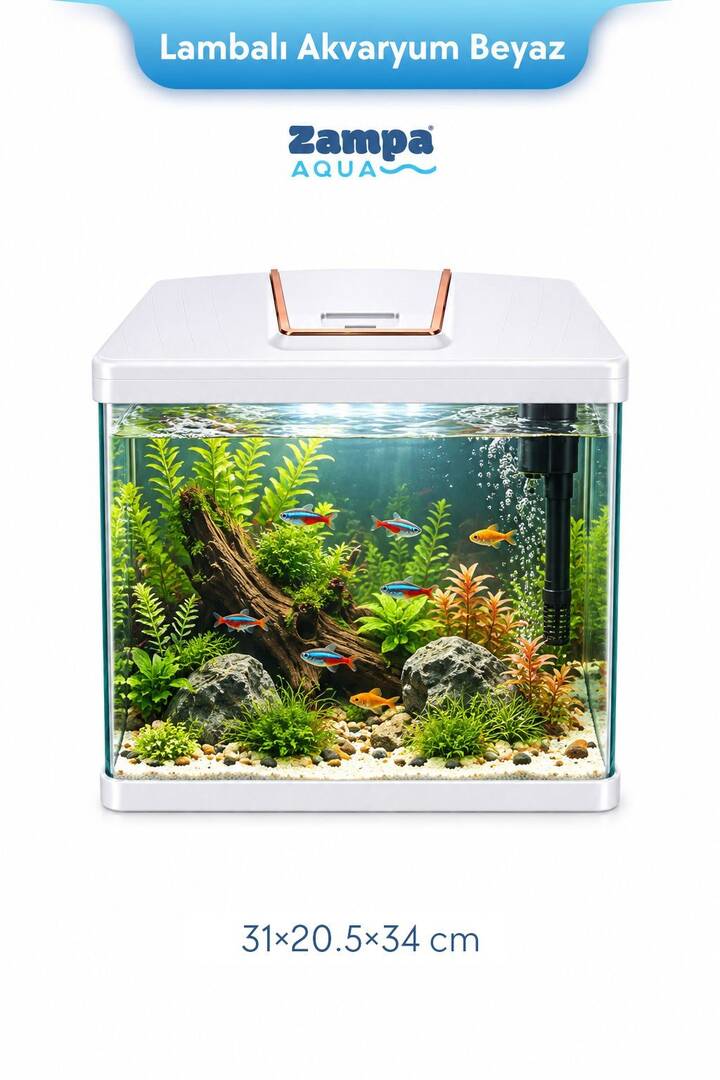 Zampa AQUA Jingming Sistemli Akvaryum Beyaz 310*205*340 mm