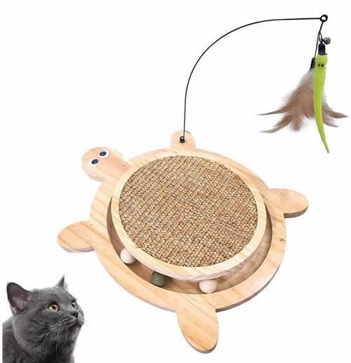 Glipet Kaplumbağa Şeklinde Ahşap Kedi Tırmalama Oyun Standı 35x32 Cm