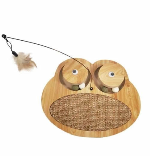 Glipet Kurbağa Şeklinde Ahşap Kedi Tırmalama Oyun Standı 34x29 Cm