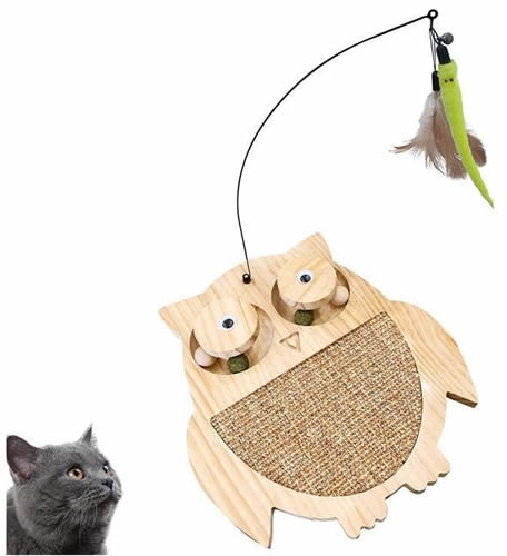 Glipet Baykuş Şeklinde Ahşap Kedi Tırmalama Oyun Standı 34x30 Cm