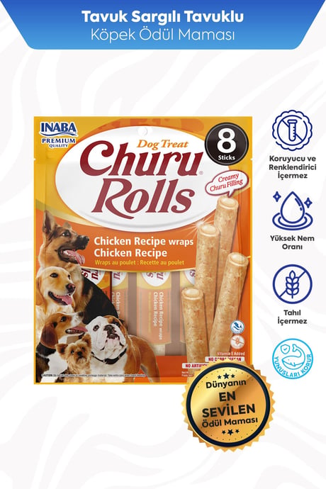 Churu Rolls Köpekler için Tavuklu Sarma Ödül Maması