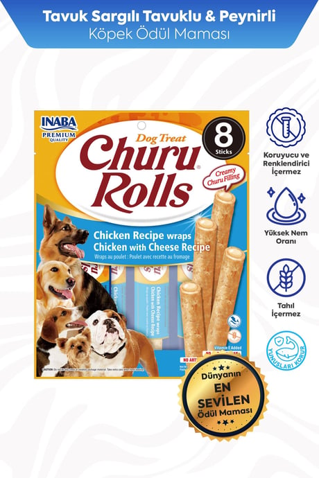 Churu Rolls Sticks Tavuk Sargılı Peynirli Köpek Ödül Maması