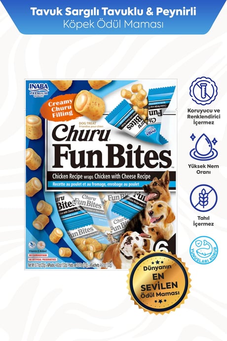 Churu Fun Bites Sticks Tavuk Sargılı Peynirli Köpek Ödül Maması