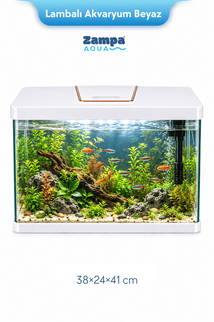 Zampa AQUA Jingming Sistemli Akvaryum Beyaz 380*240*410 mm