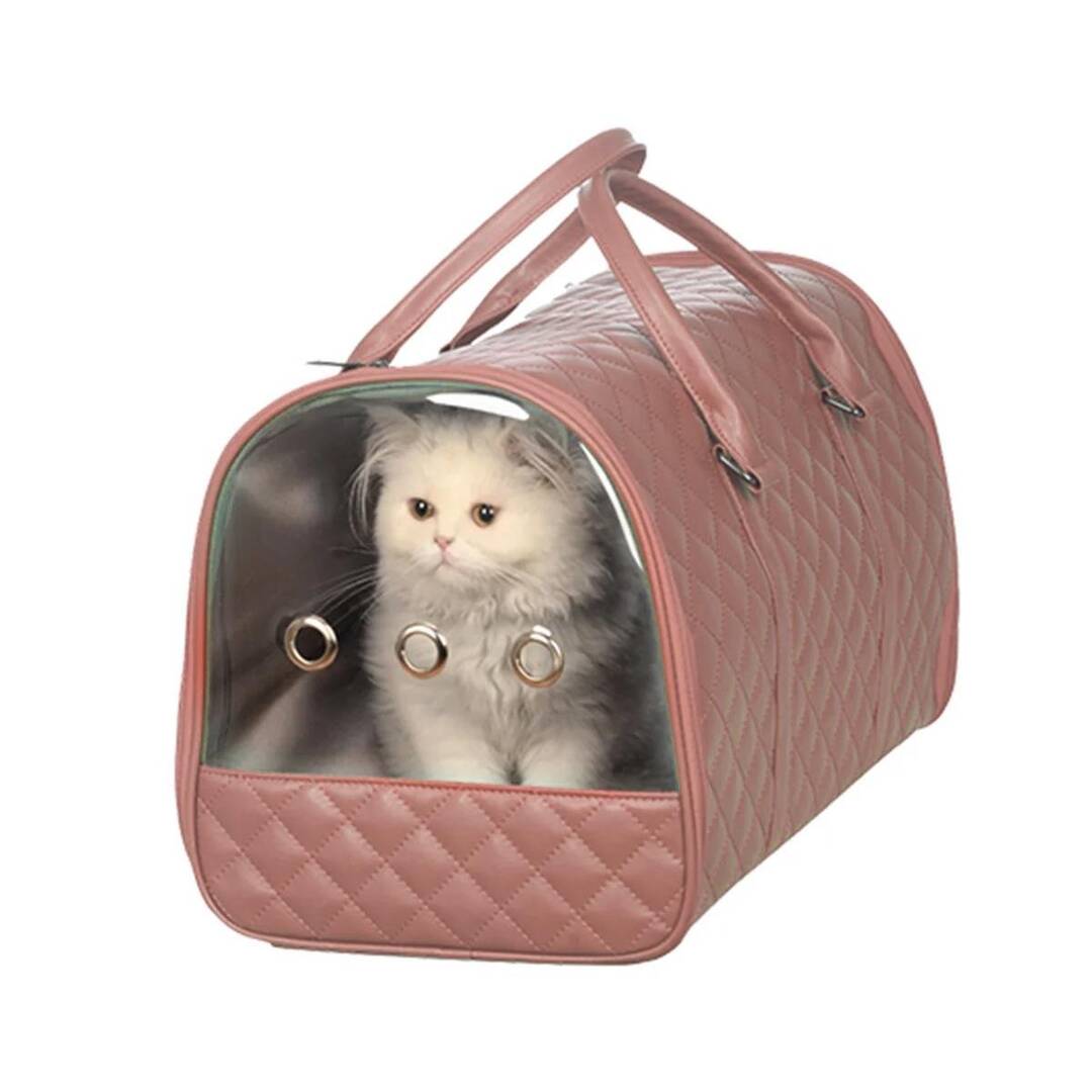 Zampa Molina Kedi Köpek Deri Taşıma Çantası Somon 28x47x30