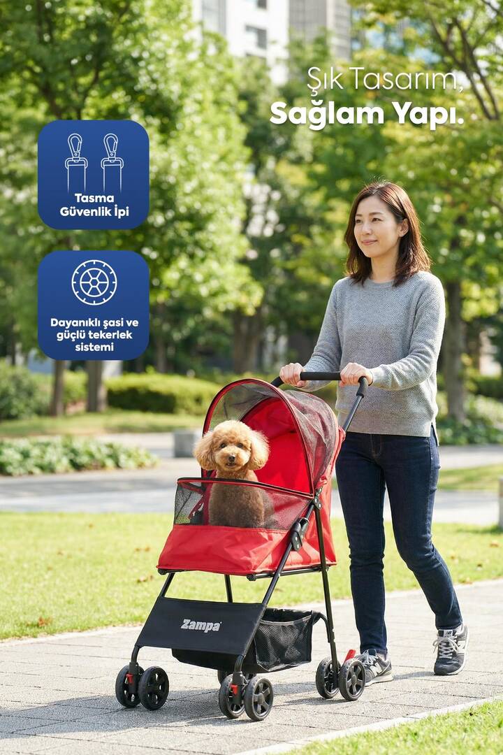 Zampa Aero Kedi Köpek Arabası Kırmızı 2x69x96 cm