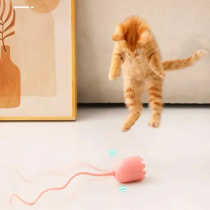 Zampa Sarjlı Hareketli Sihirli Kuyruk Kedi Oyuncağı 38cm Yeşil Pembe
