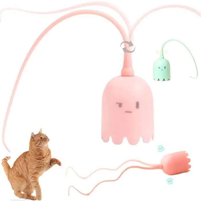 Zampa Sarjlı Hareketli Sihirli Kuyruk Kedi Oyuncağı 38cm Yeşil Pembe