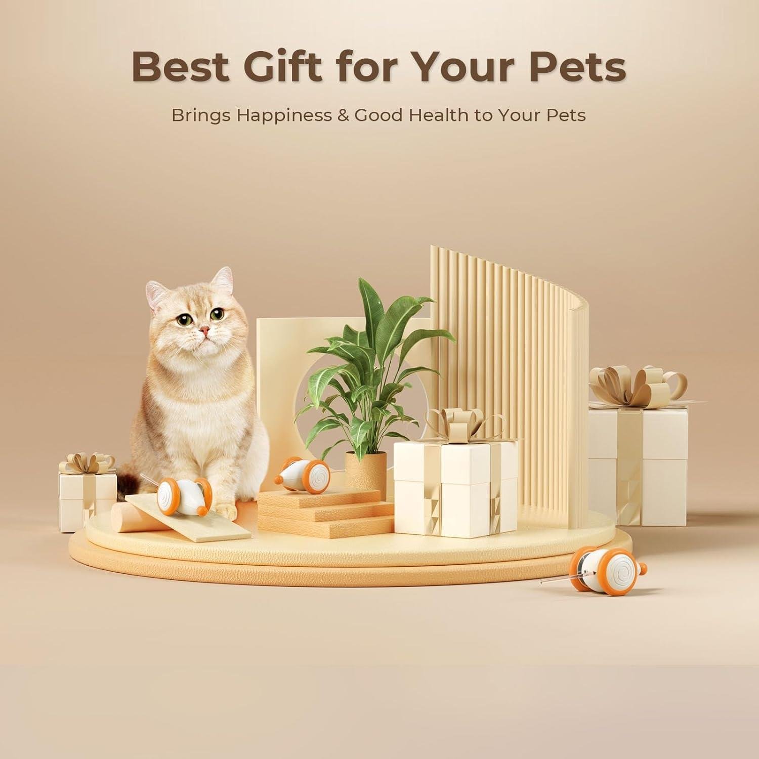 Cheerble Şarjlı Akıllı İneraktif Kedi Fare Oyuncağı, Turuncu 6 x 5 x 3.6 cm