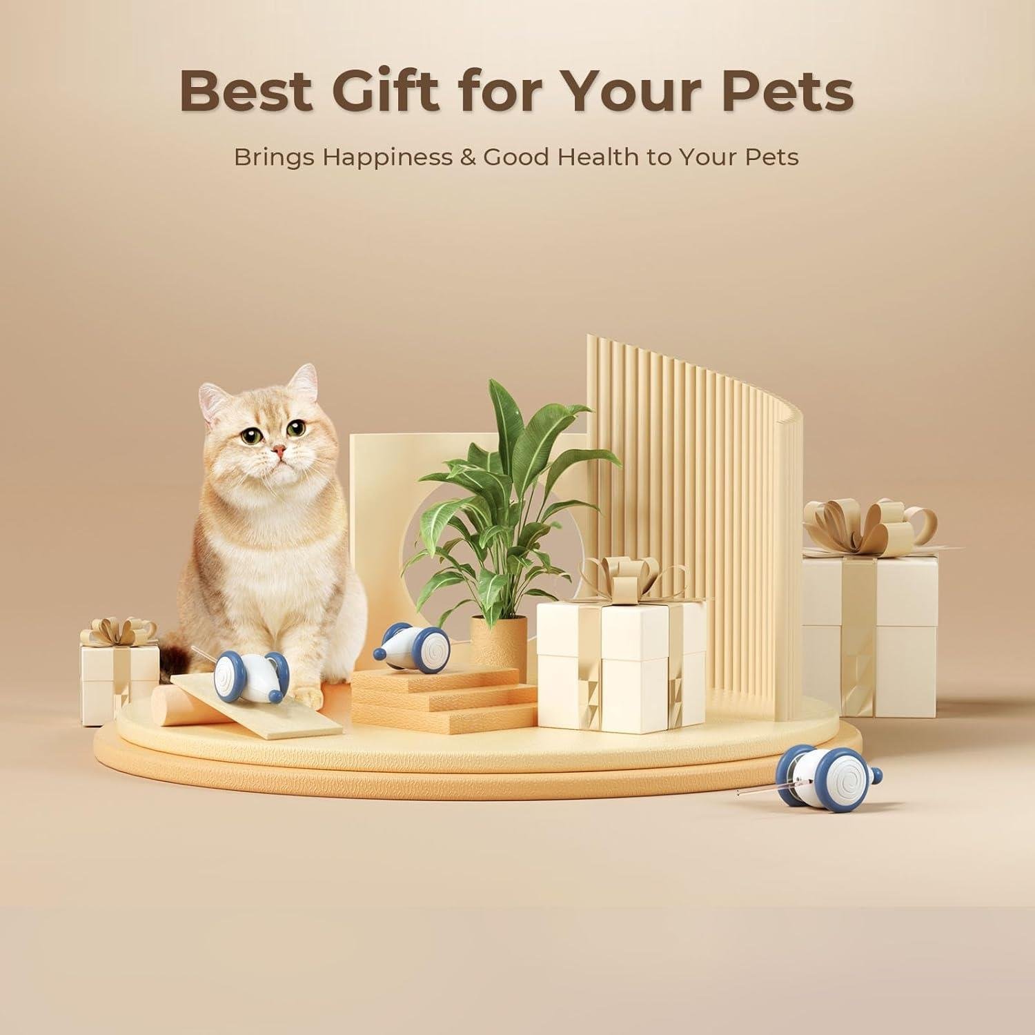 Cheerble Şarjlı Akıllı İneraktif Kedi Fare Oyuncağı, Mavi 6 x 5 x 3.6 cm