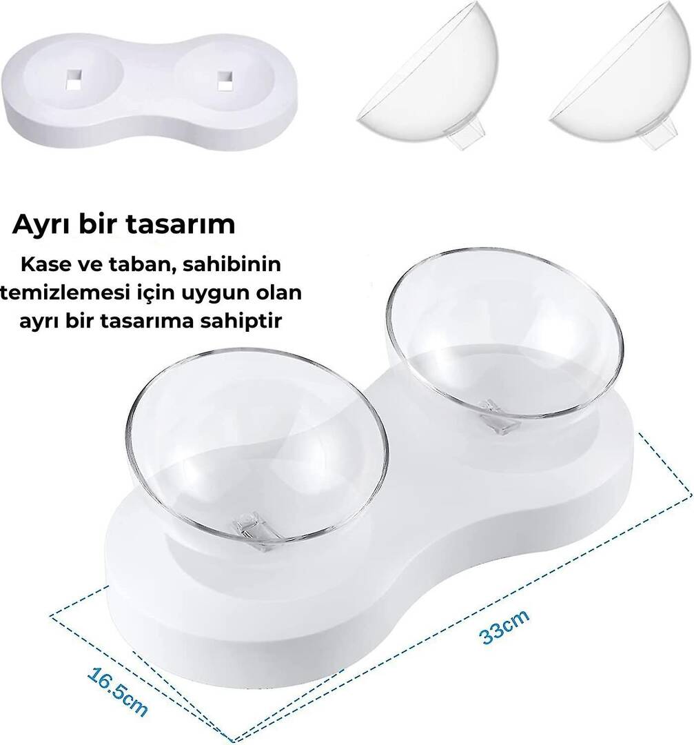 ELS Pet Kedi Köpek İkili Şeffaf Mama ve Su Kabı