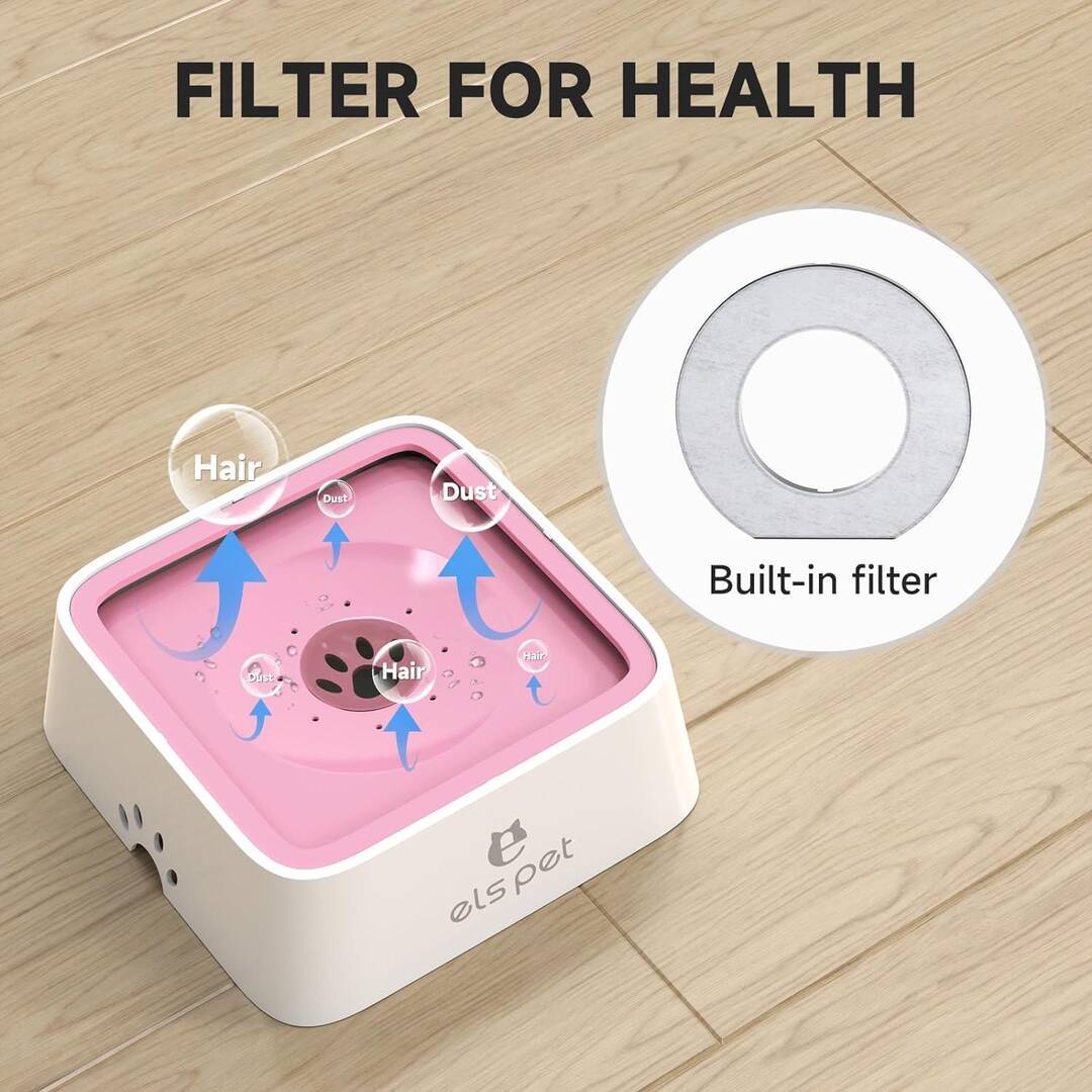 ELS Pet Sıçrama Önleyici Kedi Köpek Kare Su Kabı 1L