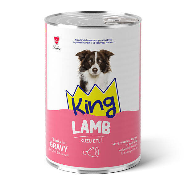 King Sos İçerisinde Et Parçacıklı Kuzu Etli Köpek Konservesi 400gr