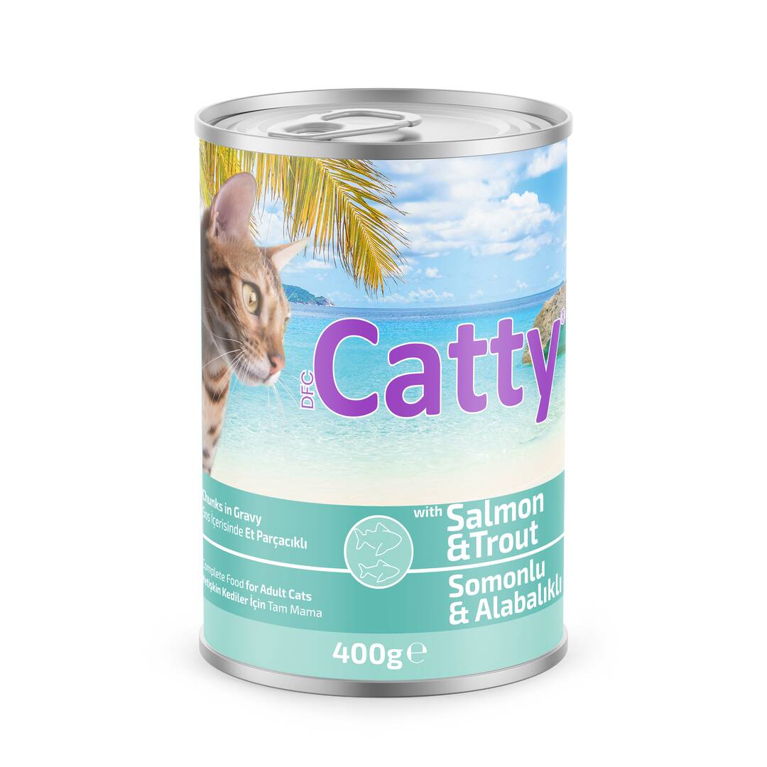 Catty Sos İçinde Somon Balıkli ve Alabalık Etli Kedi Konservesi 400 Gr