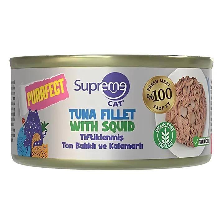 Supreme Cat Tiftiklenmiş Ton Balıklı ve Kalamarlı Kedi Konservesi 70gr